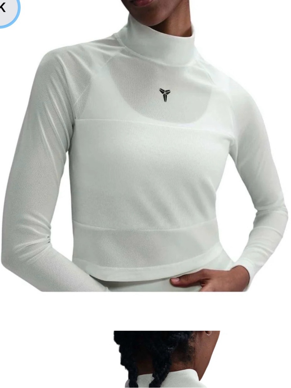 Nike White Long-Sleeve Cropped Top with Small Logo